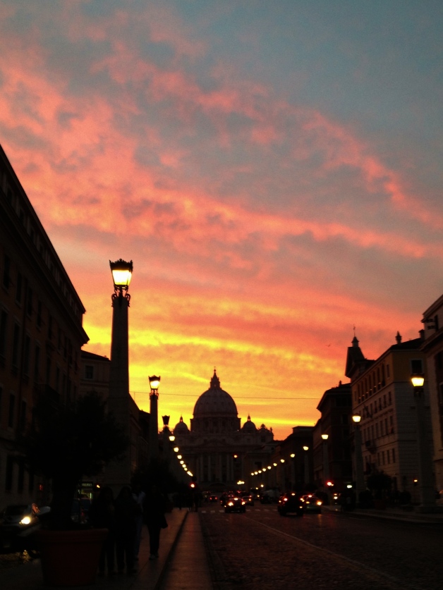 HOLY MOTHER OF GOD. The Vatican was nice, but it can't compete with the sunset. Sky 1, Man 0...
