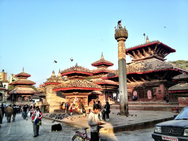 In Durbar Square, the most famous square in KTM. This square has temples and palaces that were built between the 15th and18th centuries. 